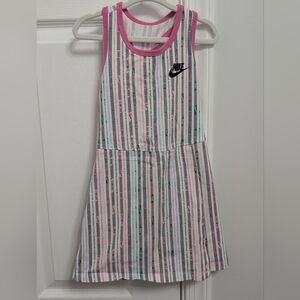 Nike Striped Athletic Dress in Pink, Teal & White